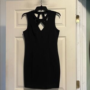 Guess Scuba Cage Neck Bodycon Sheath Black Dress Size 10